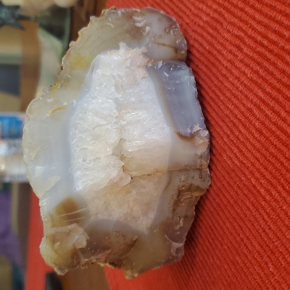 Stunning Multi-Color Druzy Banded Agate Chalcedony with Quartz Crystal Center - Picture 6 of 6